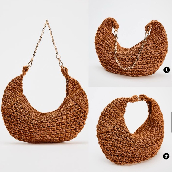 Zara Handbags - Zara NWT woven crochet detail multiway gold chain purse handbag shoulder bag
